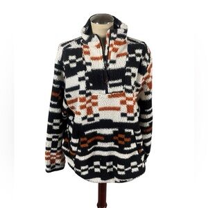 LIV Outdoor Sherpa 1/4 zip Pullover Sweater Aztec Geometric Size XL